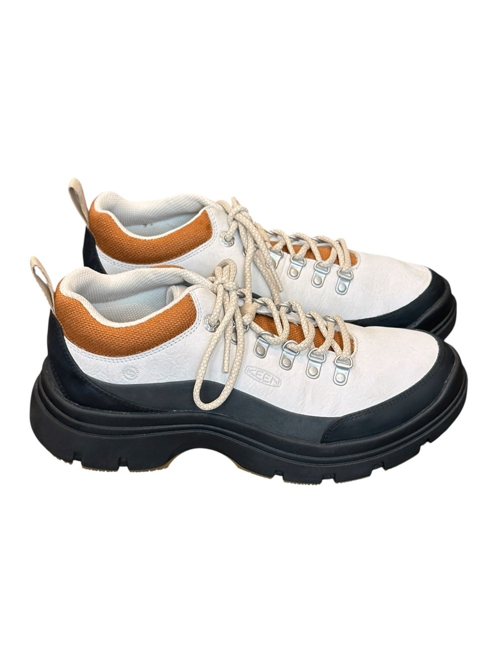 KEEN Kosa Leather Lug Sole Oxford Sneakers Silver Birch White/Pecan Brown 9 $150 - Picture 2 of 7